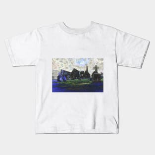 Clonmacnoise Abbey ruins in County Offaly in Ireland Kids T-Shirt